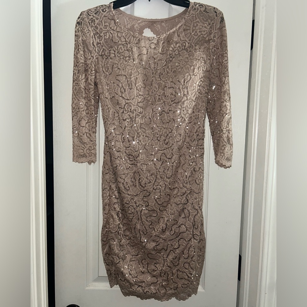 Cream Sequined size 7/8 Dillards Dress
